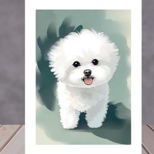Bichon Frisé-verjaardagskaart voor hondenliefhebbers - blanco binnenkant, schattig pluizig wit puppyontwerp