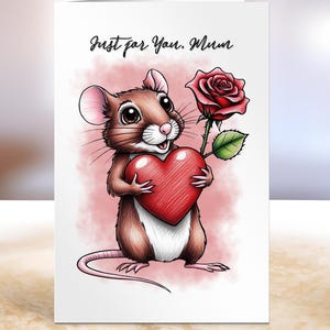 Entzückende Ratten-Geburtstagskarte für Tierliebevolle Mutter, mit Herz und Rosen-Design