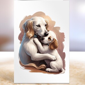 Süße Hunde Geburtstagskarte, Karte für Tierliebhaber, Blanko Grußkarte mit Mama und Welpe, Karte für Hundeliebhaber jeden Alters