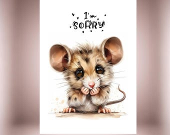 Excuseskaart met schattige muisillustratie - lieve sorry voor dierbaren, verknoeien, kaart voor vergeving, attente verontschuldigingsgroet