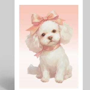 Cartão de aniversário com ilustração fofa de poodle, cartão de felicitações para ela, poodle toy, cartão em branco para amantes de poodle