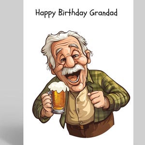 Carte d'anniversaire drôle sur le thème de la bière pour grand-père, grand-père ou grand-père, voeux de célébration drôle