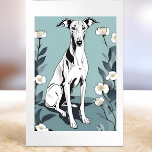 Carte lévrier pour toutes les occasions, carte pour les amateurs de lévriers, anniversaire lévrier, carte chien de course, carte lévrier blanc