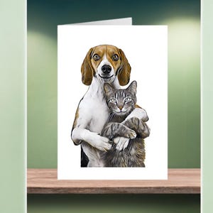 Tarjeta de mejores amigos de perros y gatos, nota de agradecimiento para el cuidador de mascotas, saludo de cumpleaños y agradecimiento para amantes de los animales