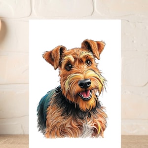 Biglietto di auguri di compleanno Airedale Terrier, biglietto per la festa del papà con illustrazione di Terrier, biglietto personalizzato per amanti degli Airedale