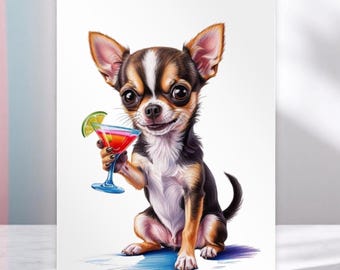 Chihuahua Birthday Card for Her, Dog Card, Dog Lover Gift, Party Animal Card, Fun Pet Greetings Card