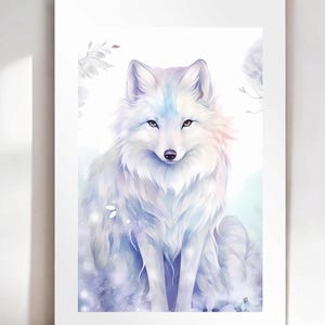 Carte de voeux renard hivernal, carte renard arctique, illustration de renardeau, carte de voeux pour amoureux des renards, carte renard, renard blanc en bleu, renards