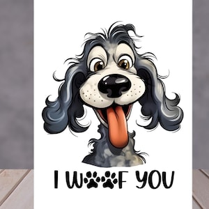 Verjaardagskaart van de hond, I Woof You Lots, kaart hond moeder, verjaardagskaart hond vader, ik hou veel van je, gepersonaliseerde kaart