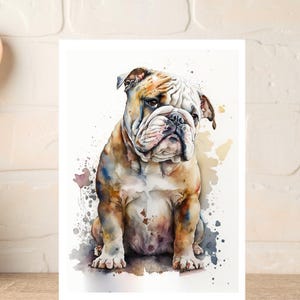 Biglietto d'auguri con un simpatico bulldog inglese per lui o per lei, biglietto d'auguri con un bulldog acquerello per gli amanti dei cani, grazie per il bulldog