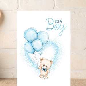 Tarjeta de bebé recién nacido, felicitaciones por el nacimiento de tu hijo, es un niño, tarjeta de bebé