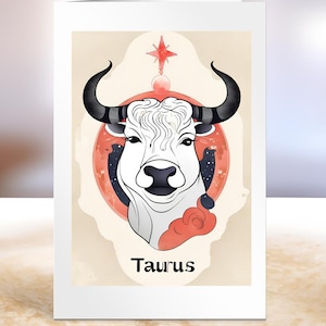 Stier Sternzeichen Sternzeichen Karte, Geburtstagskarte Stier, Horoskop Geburtstag, Geburtstagskarte April, Astrologie Geburtstagskarte