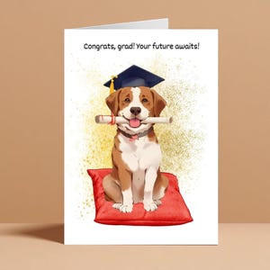 Cartão de formatura para amantes de cães, cartão fofo para comemorar o dia da formatura, parabéns pela sua formatura