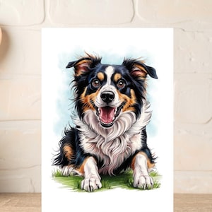 Border Collie Karte, Geburtstagskarte mit süßem Hund für jedes Alter, Dankeskarte für Hundeliebhaber, Grußkarte für Freunde und Familie