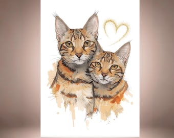 Anniversary Card with Bengal Cats – Sweet Cat Lover Card for Partner or Spouse, Bengal Cat Breed Card, Cat Anniversary Card
