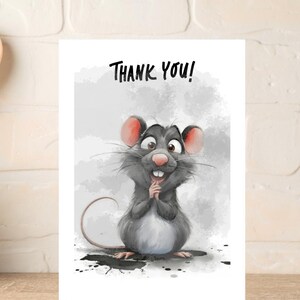 Niedliche und lustige Maus Dankes-Karte für jedes Alter, Mäuse-Illustrations-Karte für Tierärzte, danke von den Haustier-Mäusen