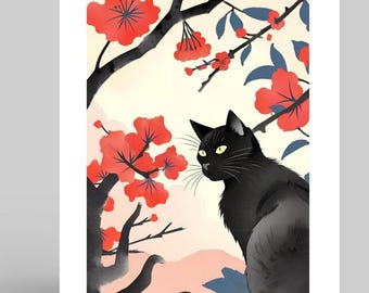 Black Cat Greeting Card, Cat Lover Gifts, Black Cat Birthday Card, Thank You Card