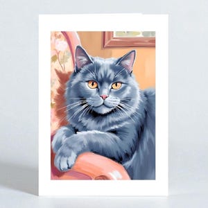 British Shorthair Cat Birthday Card: British Blue Kitty Greeting