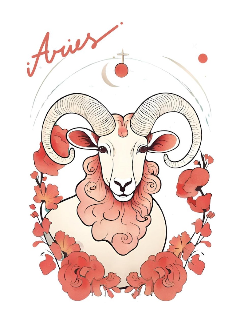 Aries Star Sign Zodiac Card, Aries Birthday Card for Her, Horoscope ...