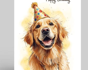 Golden Retriever Birthday Card, Adorable Pet Lover Greeting Card, Dog Birthday Card – Golden Retriever Owner Birthday