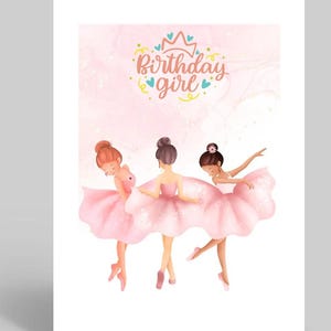 Carte d'anniversaire ballerine rose pour fille, carte d'anniversaire personnalisée pour nièce, carte de danseuse de ballet pour elle