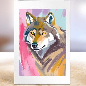 Wolf Dankeskarte, Grußkarte mit Wolf Illustration für jeden Anlass, Wolf-Liebhaber Geburtstagskarte