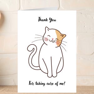 Cat Thank You Card, Cat Sitter Card, Thank You Vet, Taking Care of the Cat Card, Card to Say Thanks to a Friend