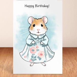 Jolie carte d'anniversaire avec souris pour fille, joyeux anniversaire fille, carte A5 avec illustration de souris, spécialement pour les amateurs de souris