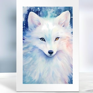 Carte de voeux renard hivernal, carte renard arctique, carte de voeux pour amoureux des renards, carte de Noël renard, renards