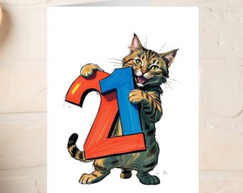 21. Geburtstagskarte für alle, Geburtstagskarte mit Katzenmotiven für 21-jährige, 21. Geburtstagsgeschenk für Katzenliebhaber, 21. Mädchen / Junge