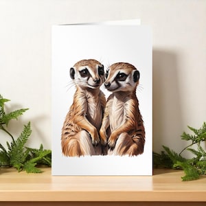 Lege kaart stokstaartje, verjaardagskaart stokstaartje voor beste vriend, dierenkaart, kaart voor elke gelegenheid, liefhebbers van stokstaartje.