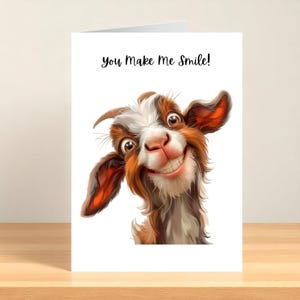 Tarjeta divertida para cualquier persona, tarjeta de felicitación "Me haces sonreír", tarjeta divertida de animal para calentar el corazón