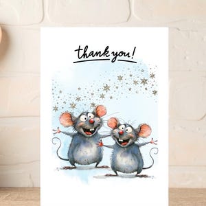Niedliche und lustige Maus Dankes-Karte für jedes Alter, Mäuse-Illustrations-Karte für Tierärzte, danke von den Haustier-Mäusen