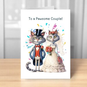 Hochzeitskarte für das glückliche Paar, Hochzeitstag-Wünsche für Katzenliebhaber, Katzenhochzeit, Braut und Bräutigam, Katzenkarte
