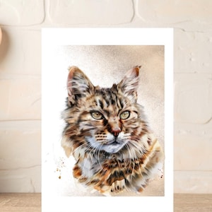 Bellissimo biglietto di auguri di compleanno con gatto soriano per gli amanti dei gatti di tutte le età, biglietto di auguri per gli amanti del Maine Coon per ogni occasione