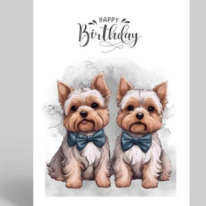 Tarjeta de felicitación de cumpleaños de Yorkshire Terrier para amantes de los perros, tarjeta para amantes de los Yorkie, para amigos y familiares