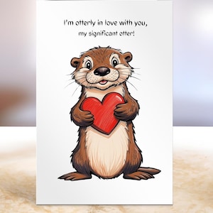 Biglietto di San Valentino Otter, biglietto di anniversario Otter, biglietto per fidanzata, biglietto per dire ti amo, biglietto per amante Otter