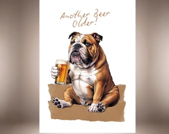 English Bulldog Birthday Card for Men, Card for Brother, British Bulldog Card, Bulldog Lover Card, Nephew Birthday, Man Birthday