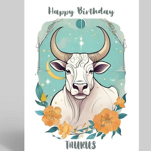 Astrologische Geburtstagskarte für April, Mai mit Stier Sternzeichen, Stier Sternzeichen