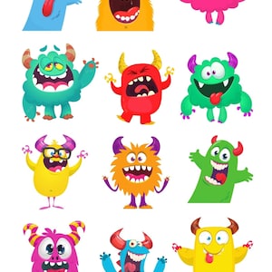 Funny Monster Stickers for Kids, Kids Stickers, Cartoon Character Stickers for Children, Scrapbooking for Kids, Colourful Stickers