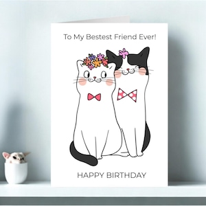 Biglietto di auguri per il compleanno del migliore amico con un'immagine di un simpatico gatto - Auguri di compleanno per il migliore amico amante dei gatti, biglietto divertente con gatti per festeggiare un amico