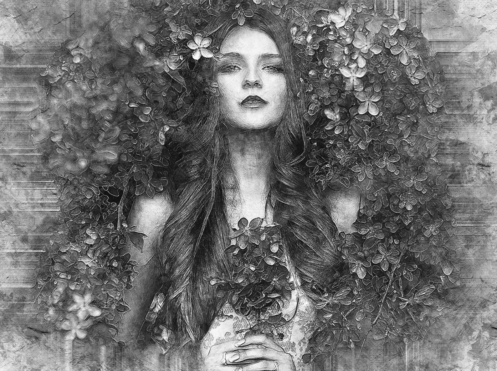 Abstract Mixed Ink Grayscale Custom Portrait Portrait | Etsy