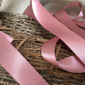 Berisfords premium Quality ECO FRIENDLY RECYCLED Shade 60 Dusky Pink Double Faced Satin Ribbon. Choose Length & Width made in the Uk