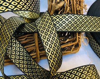 1m Jacquard Ribbon//Trim Ivy 33mm width Various colours available