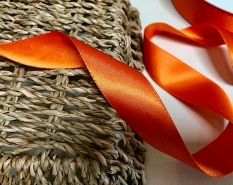 Berisfords  Shade 42 Orange Delight Double Faced Satin Ribbon. Choose Length & Width Premium Quality Eco Friendly Recycled