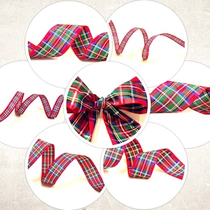 Ruban rouge Tartan Royal Stewart écossais de qualité supérieure, approuvé par Berisfords. Choisissez la longueur et la largeur