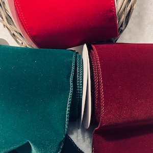 Nastro di velluto con bordo rinforzato di lusso da 100 mm/4" verde scuro rosso bordeaux viola perfetto per fiocchi, confezioni regalo, progetti decorativi