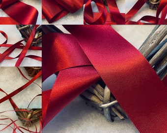 Berisfords premium Quality ECO FRIENDLY RECYCLED Shade 908 Scarlet Berry Red Double Faced Satin Ribbon. Choose Length & Width.Made in the Uk