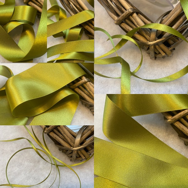 Berisfords premium Quality ECO FRIENDLY Shade 79 Moss Green Double Faced Satin Ribbon. Choose Length & Width.Made in the Uk.