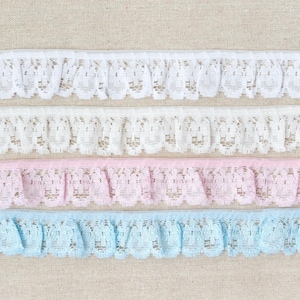 3cm/1.25 Pretty Nottingham Gathered Frilled Lace Trim Perfect for Dress Making, Sewing, Crafts. Choice of Shade & Length cream