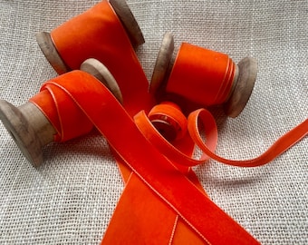 Berisfords Bright Orange Luxury Velvet Ribbon Choice of 9mm 16mm 22mm 36mm 50mm Widths Perfect for Crafts, Sewing, Gift Wrapping